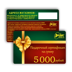 Сертификат подарочный Элвес 5000 рублей