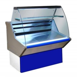 Витрина холодильная Марихолодмаш Нова ВХС-1,8 (синяя) с гнутым стеклом нержавейка