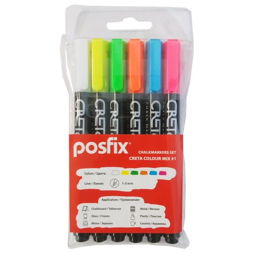 Набор цветных меловых маркеров posfix CRETA COLOR MIX # 1 102383 [Артикул 28149]